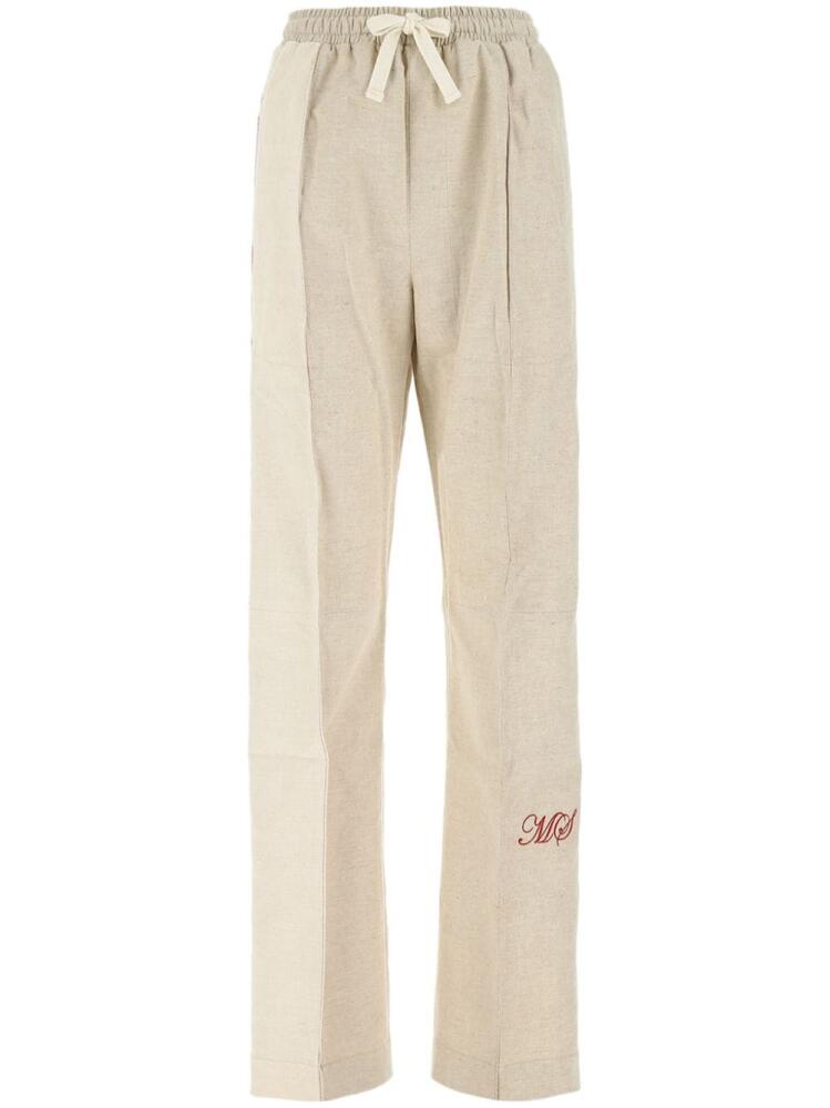 Marine Serre logo-embroidered track pants - Neutrals Cover