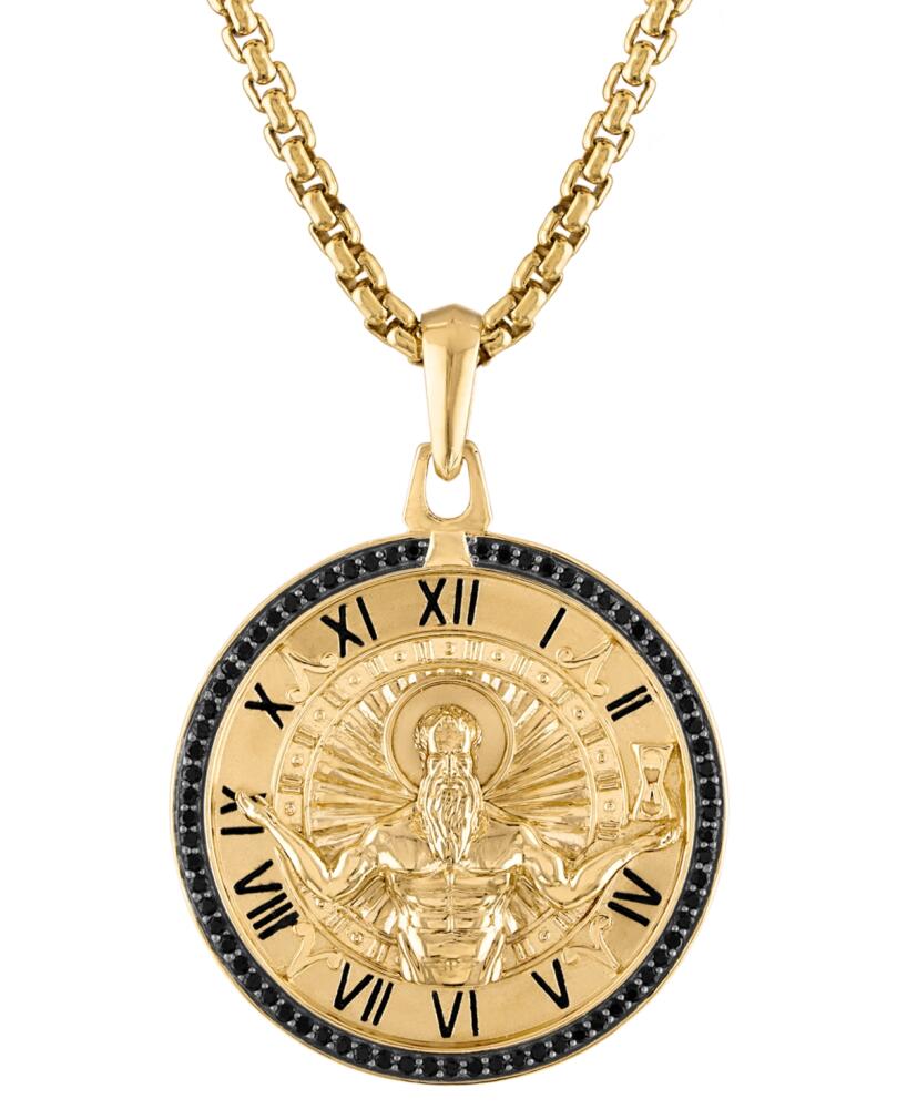 Bulova Men's Chronos God of Time Black Diamond (1/4 ct. t.w.) Pendant Necklace in 14k Gold-Plated Sterling Silver, 24" + 2" extender - Na Cover