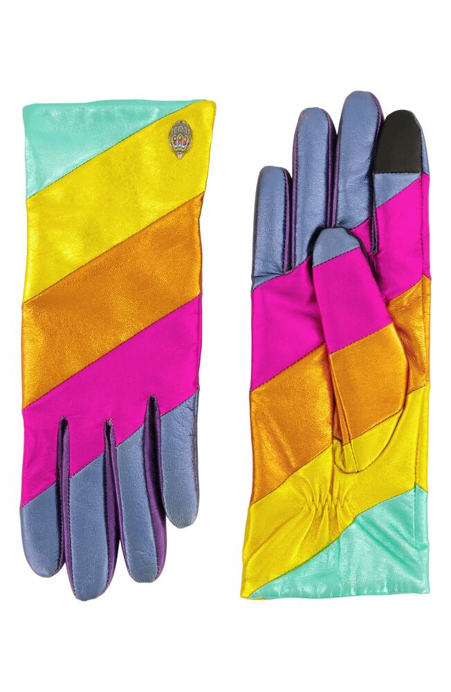 Kurt Geiger London Metallic Rainbow Colorblock Leather Gloves Cover