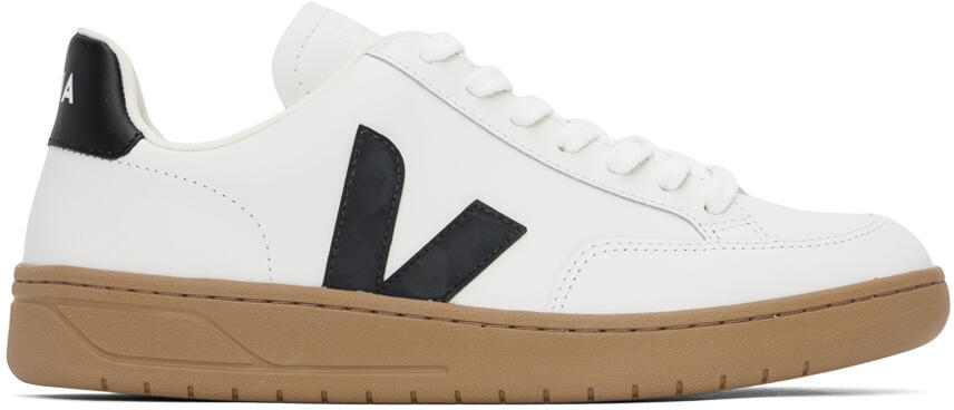 VEJA White & Black V-12 Leather Sneakers Cover