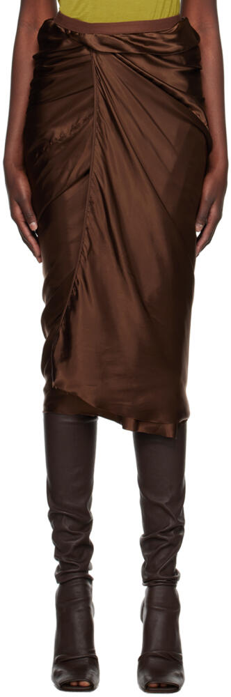 Rick Owens Brown Wrap Midi Skirt Cover