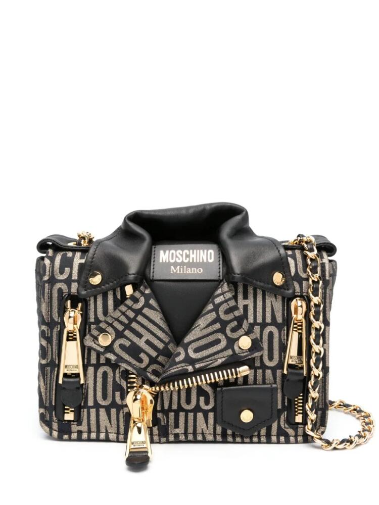 Moschino Biker logo-print shoulder bag - Black Cover