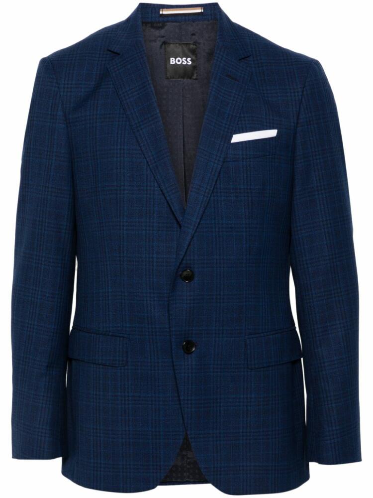 BOSS plaid-pattern blazer - Blue Cover