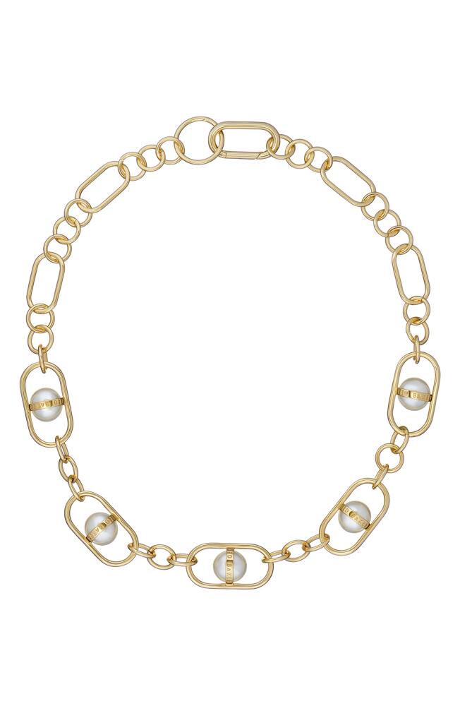 Ted Baker London Perriet Imitation Pearl Chain Statement Necklace in Gold Tone/Pearl Cover