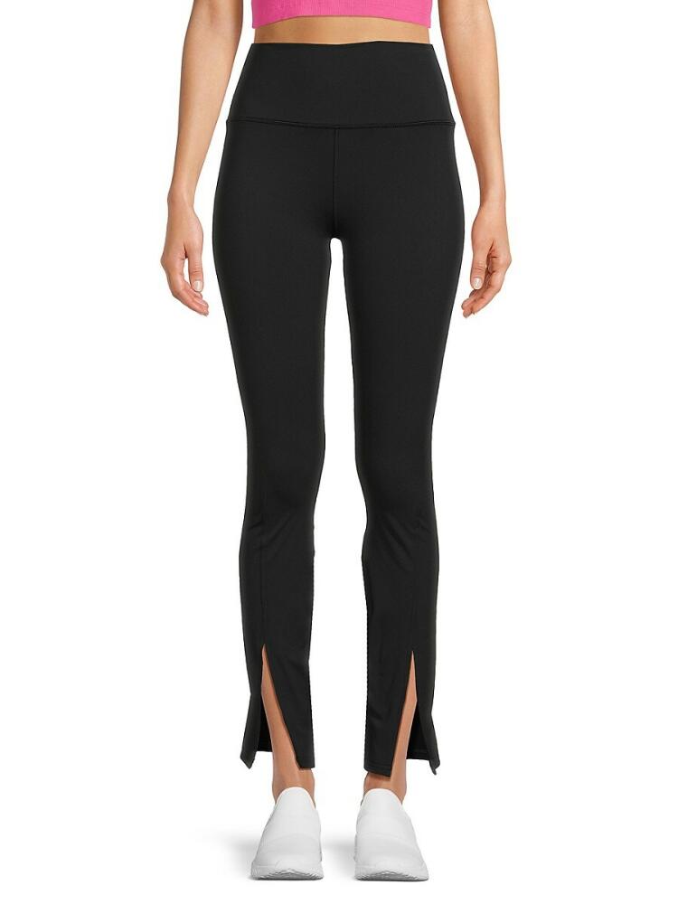 Spiritual Gangster Women's Leti Front Slit Stretch Leggings - Black Cover