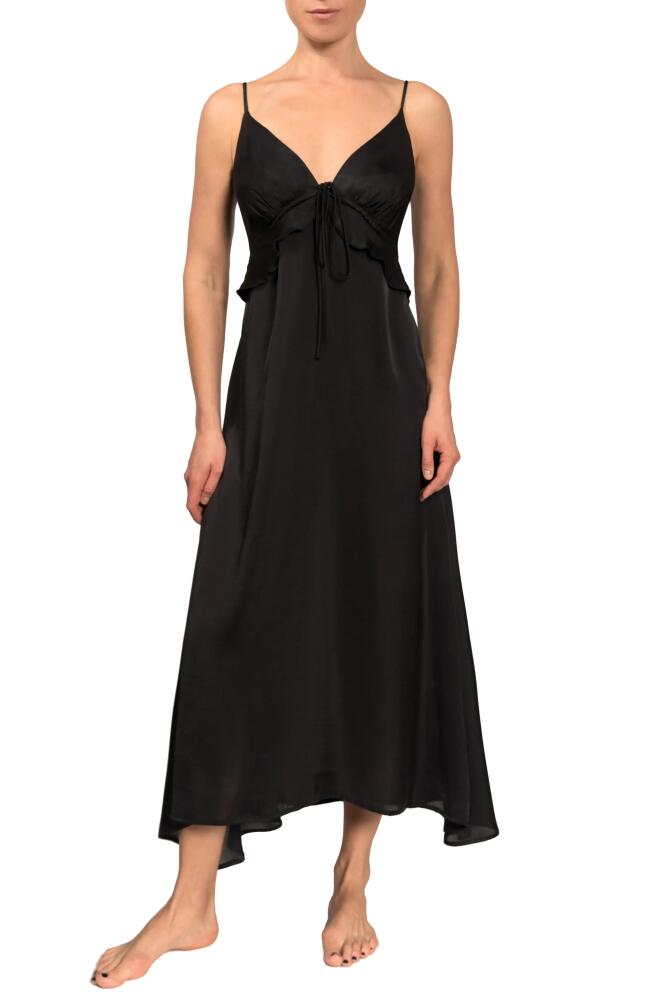 Everyday Ritual Empire Ruffle Satin Nightgown in Obsidian Cover