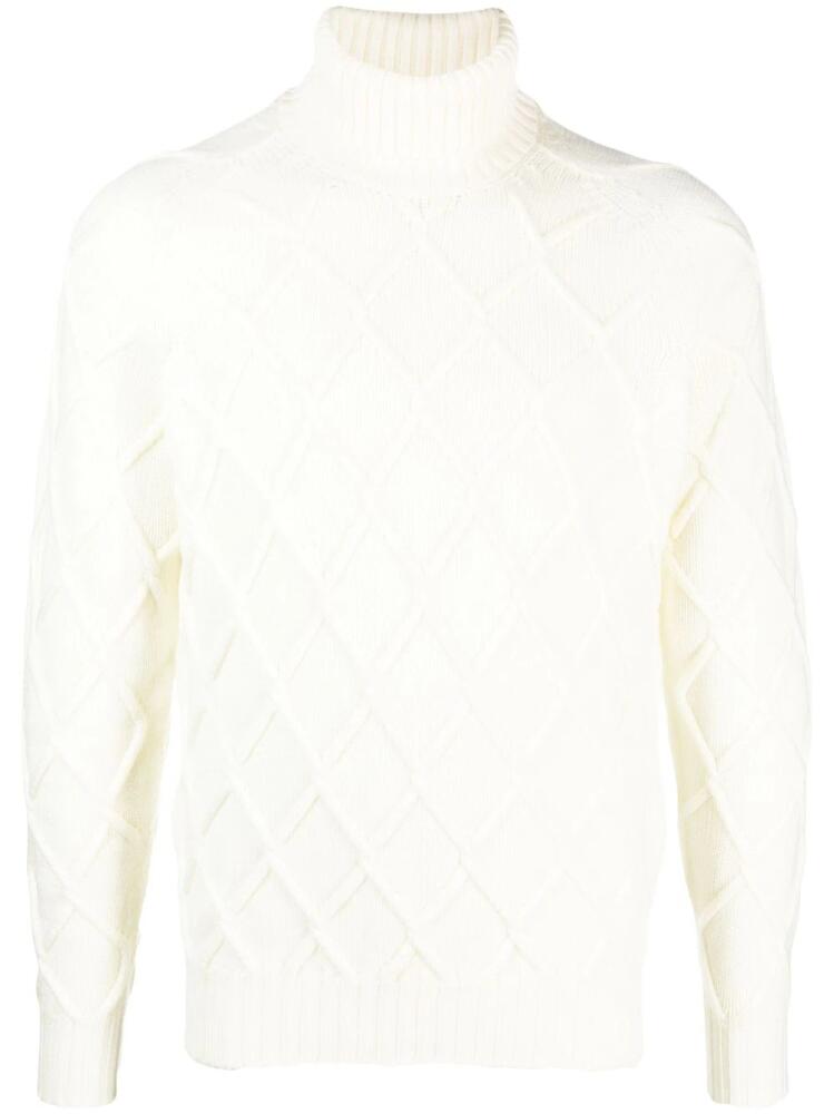 Drumohr lattice-knit merino jumper - White Cover