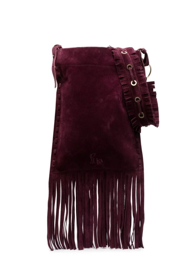 PAULA fringe-detail leather shoulder bag - Purple Cover