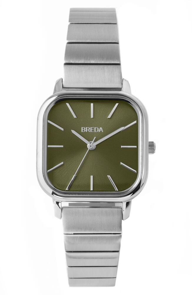 BREDA Esther Bracelet Watch, 26mm in Silver/Silver/Moss Cover