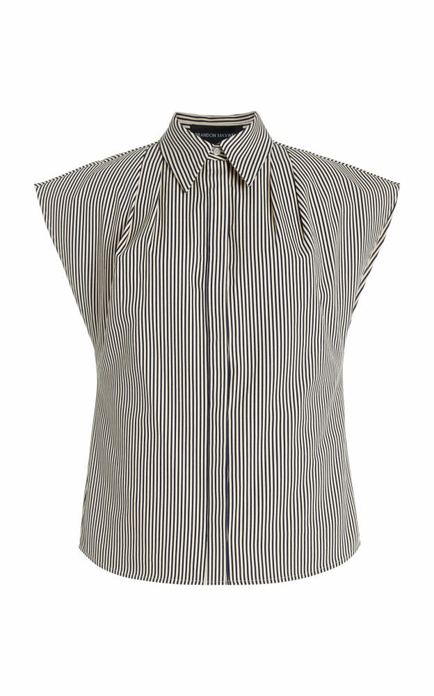 Brandon Maxwell - Exclusive The Gabi Striped Cotton-Twill Shirt - Navy Cover