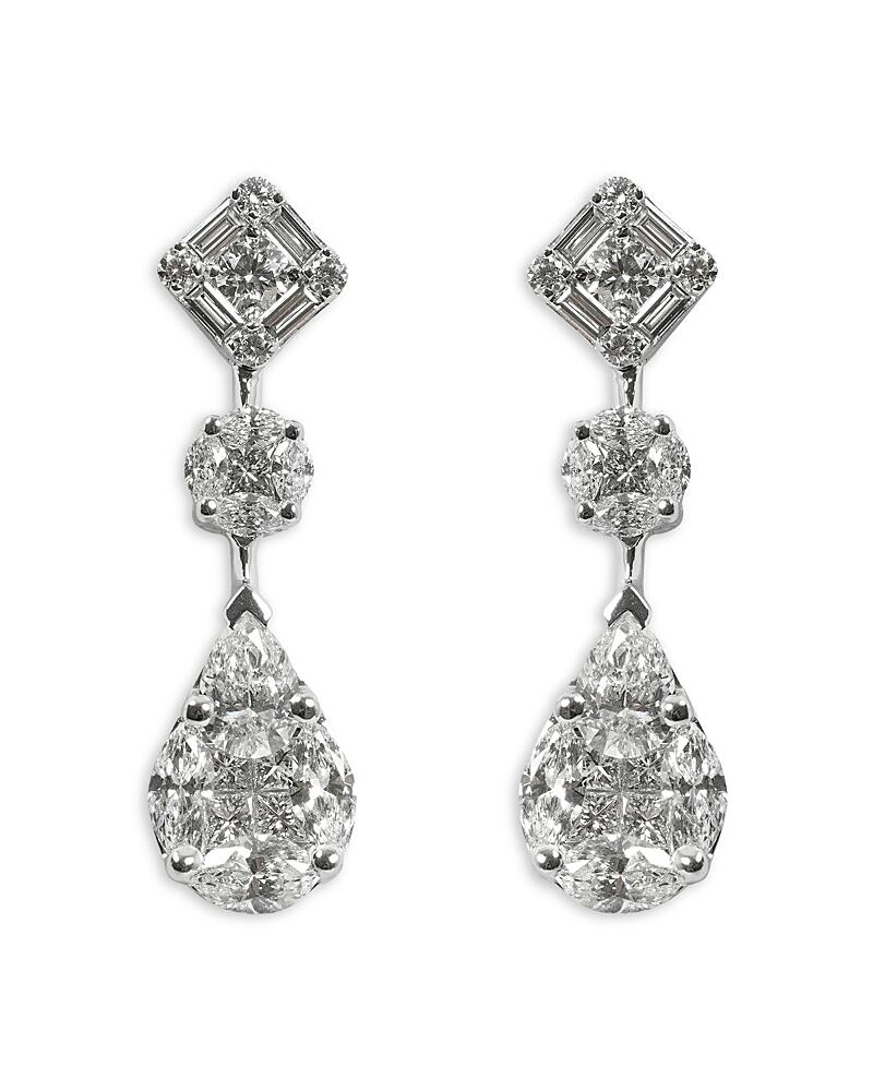 Zydo 18K White Gold Mosaic Diamond Drop Earrings Cover