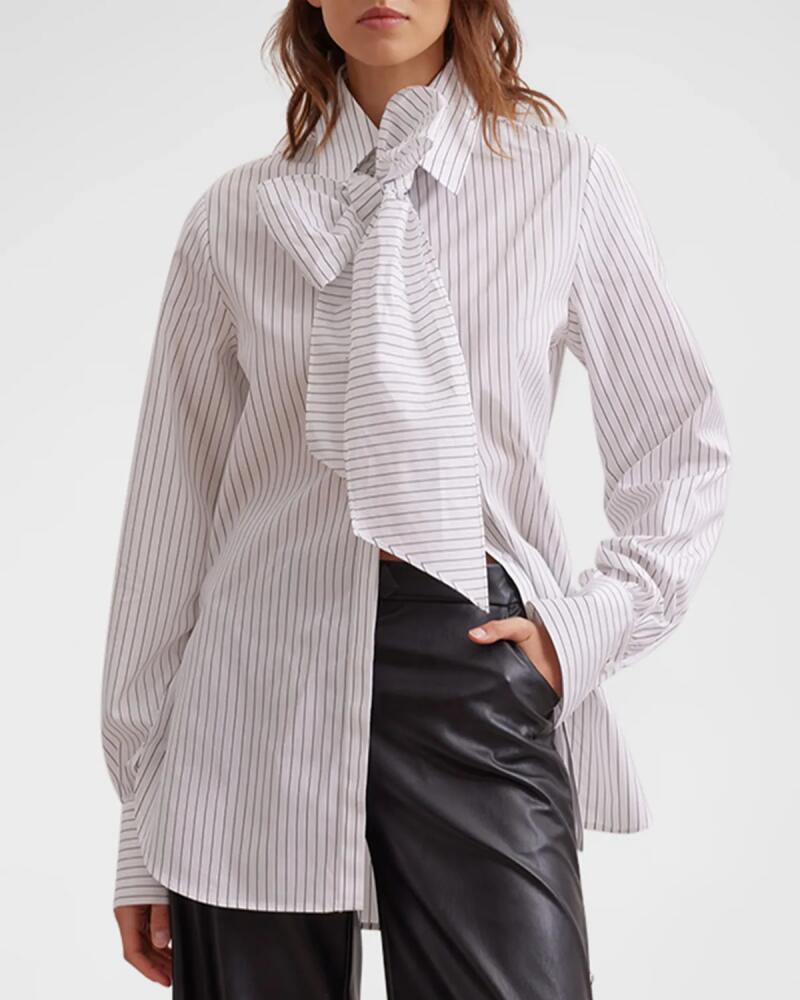 Anne Fontaine Yale Pinstripe Bow-Front Blouse Cover