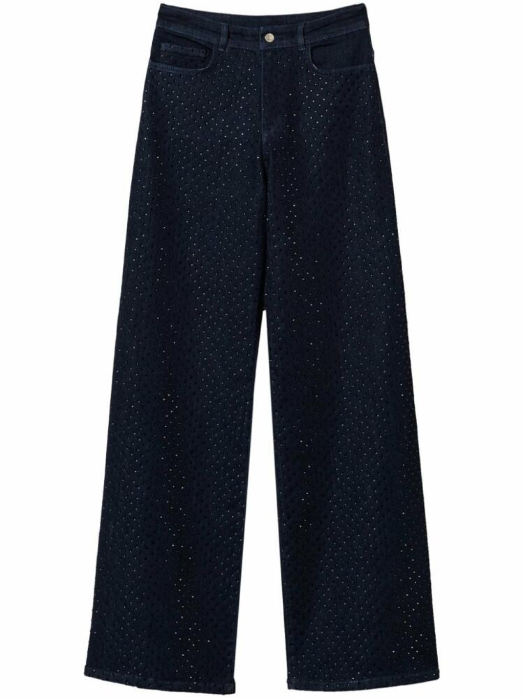 TWINSET rhinestone-embellished wide-leg jeans - Blue Cover