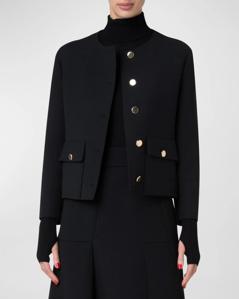 Akris Double-Face Wool Winter Jacket with Gold-Tone Buttons Cover