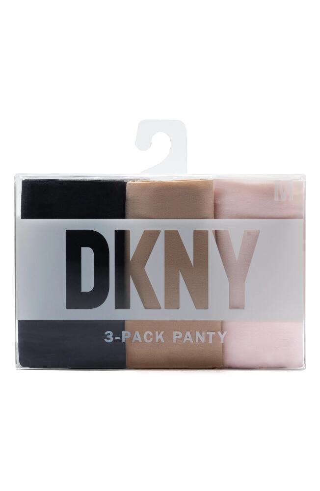 DKNY Assorted 3-Pack Cut Anywhere Thong in Black/Praline/Glow Cover