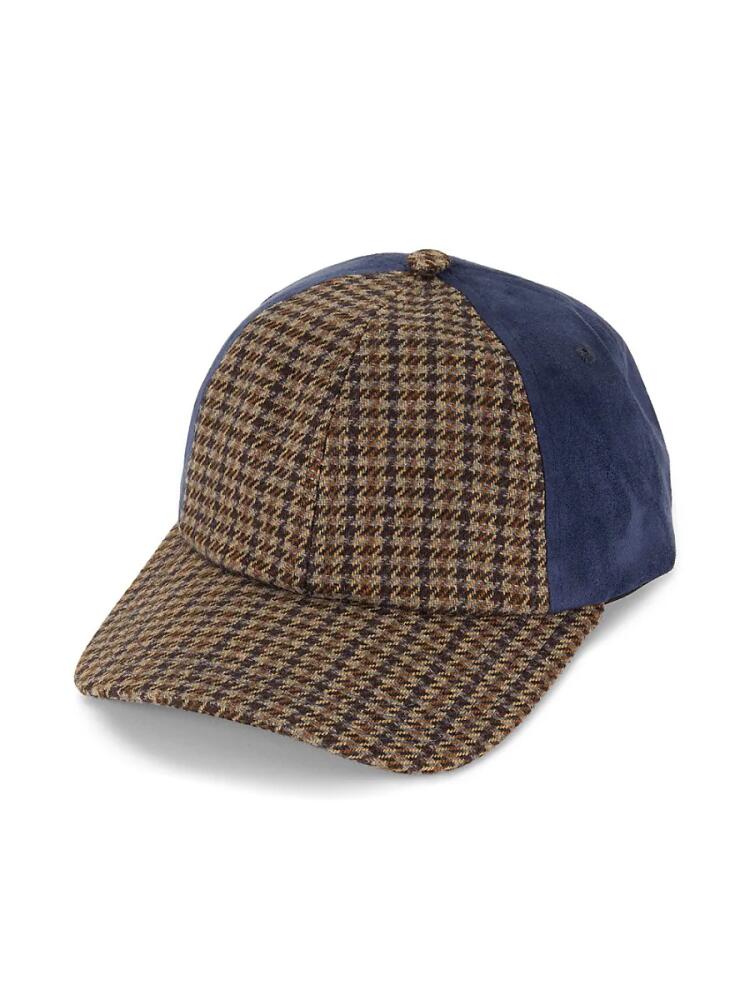 Saks Fifth Avenue Made in Italy Men's Houndstooth Wool Blend Baseball Cap - Navy Cover