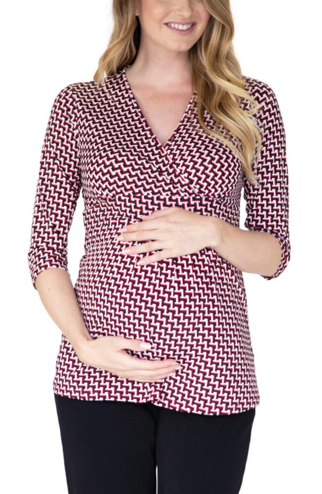 Angel Maternity Surplice Maternity/Nursing Top in Black/Red Cover