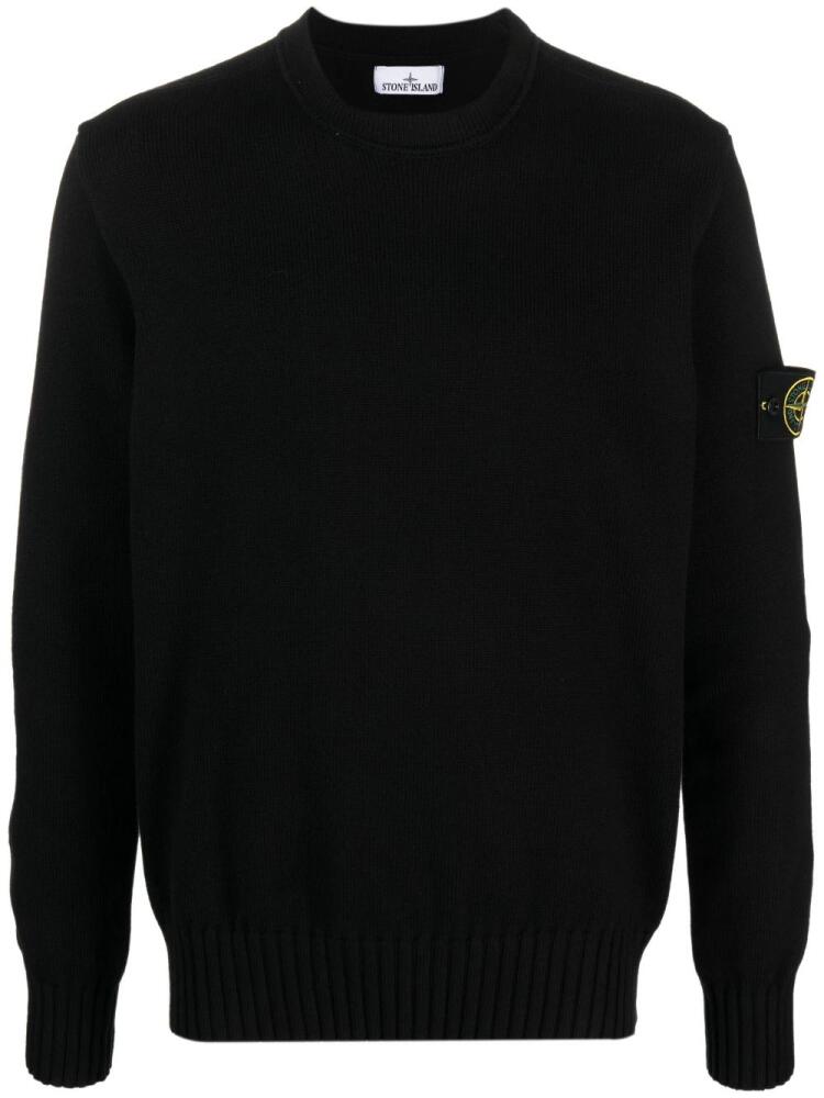 Stone Island Compass-patch cotton-blend jumper - Black Cover