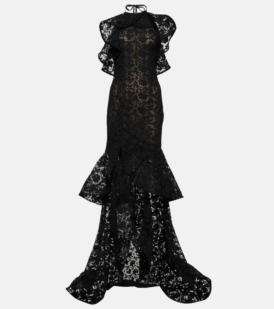 Oscar de la Renta Ruffled guipure lace gown Cover