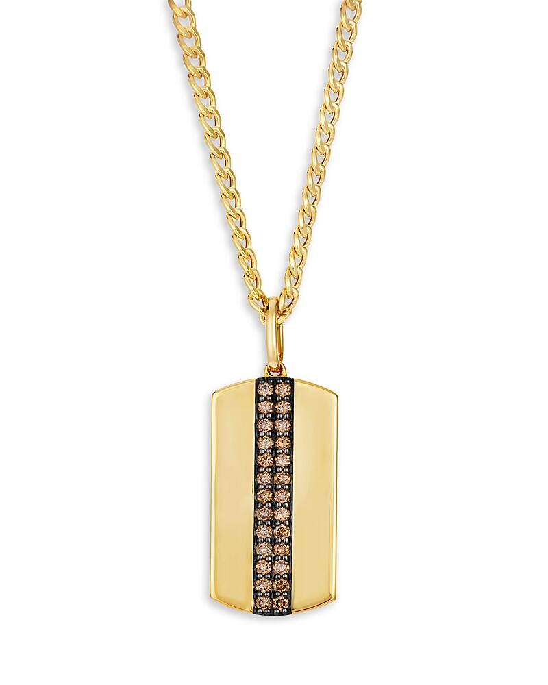 Bloomingdale's Fine Collection Men's Brown Diamond Pave Double Row Dog Tag Pendant Necklace in 14K Yellow Gold, 0.60 ct. t. w. Cover