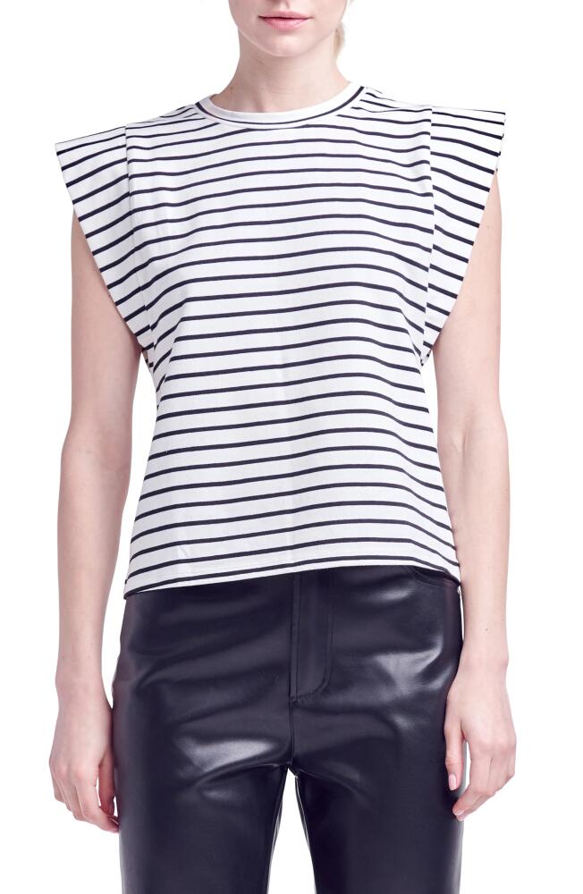 English Factory Stripe Extended Shoulder T-Shirt in White/Black Cover