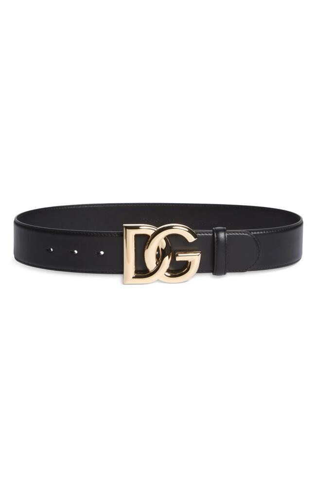 Dolce&Gabbana DG Logo Buckle Leather Belt in Nero Cover