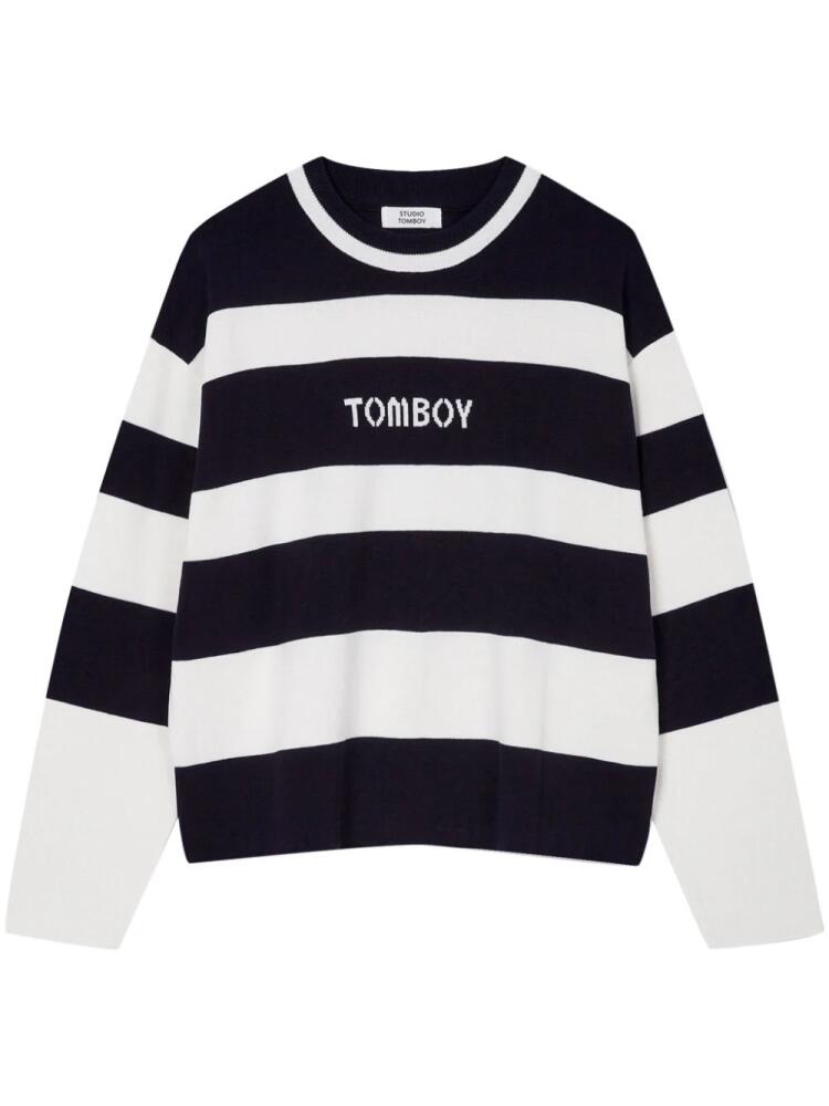 STUDIO TOMBOY striped knitted jumper - Blue Cover