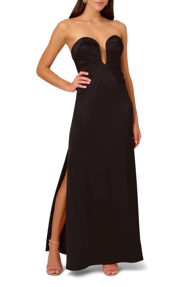 LIV FOSTER Strapless Satin Gown in Black Cover