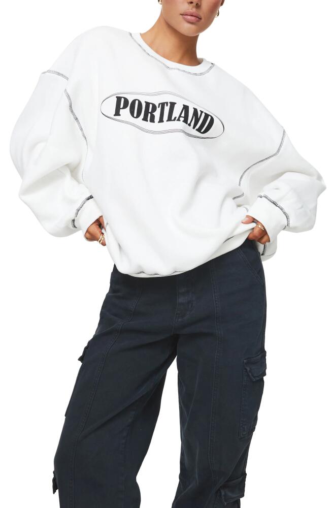 Princess Polly Portland Oversize Graphic Sweatshirt in White Cover