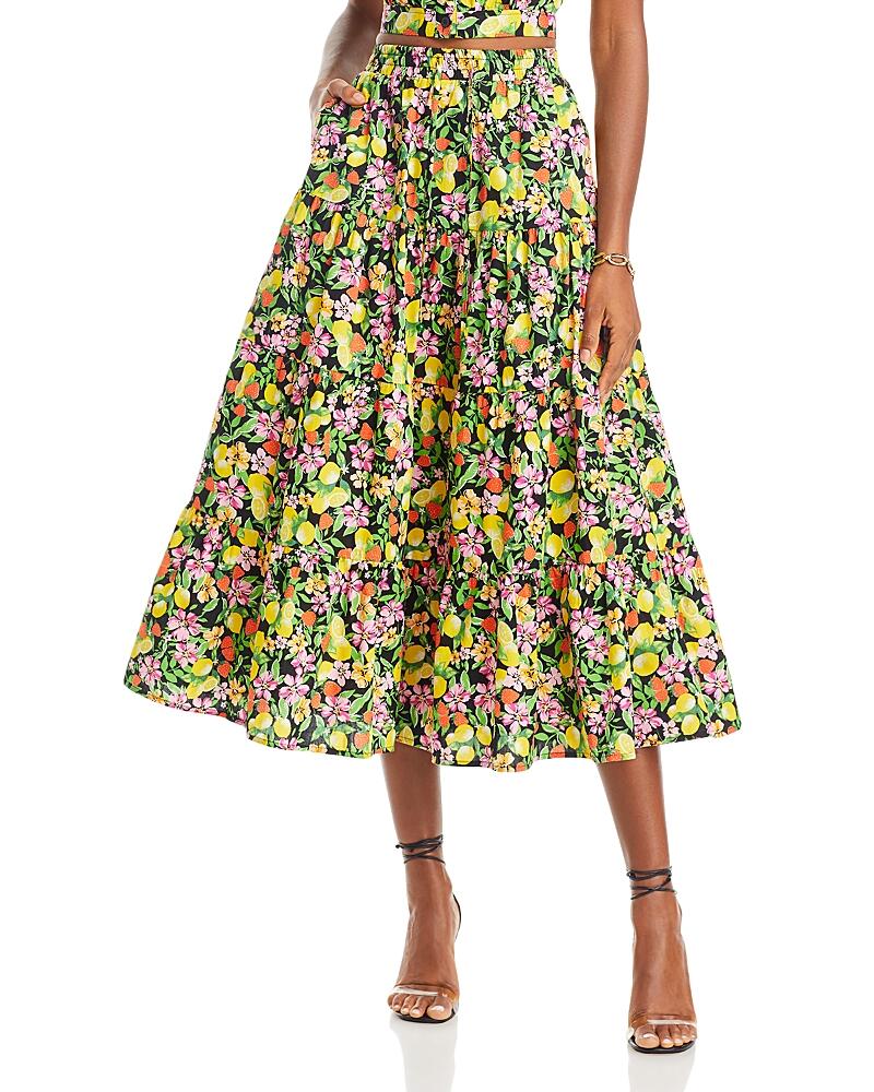 Aqua Fruit Print Midi Skirt - Exclusive Cover