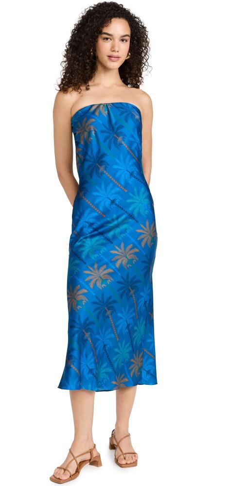 MISA Thara Dress Cobalt Palms Stn Cover