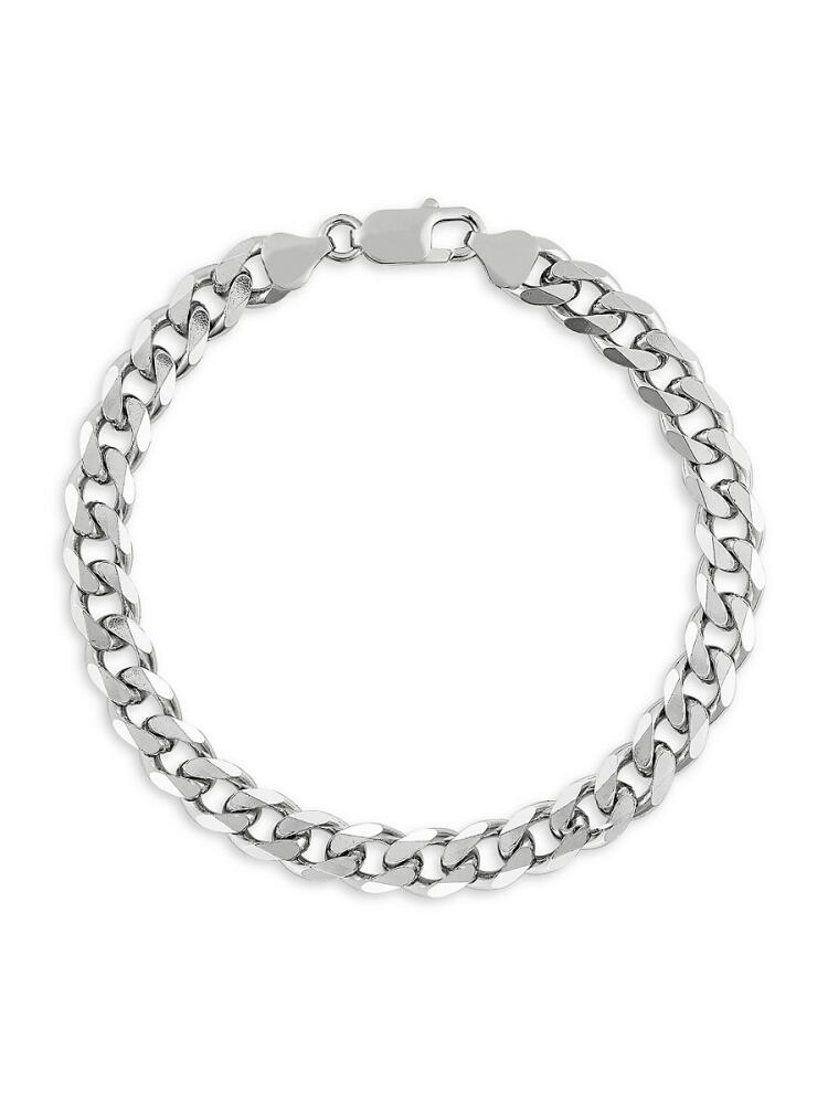 Saks Fifth Avenue Made in Italy Men's Sterling Silver Flat Curb Chain Bracelet Cover