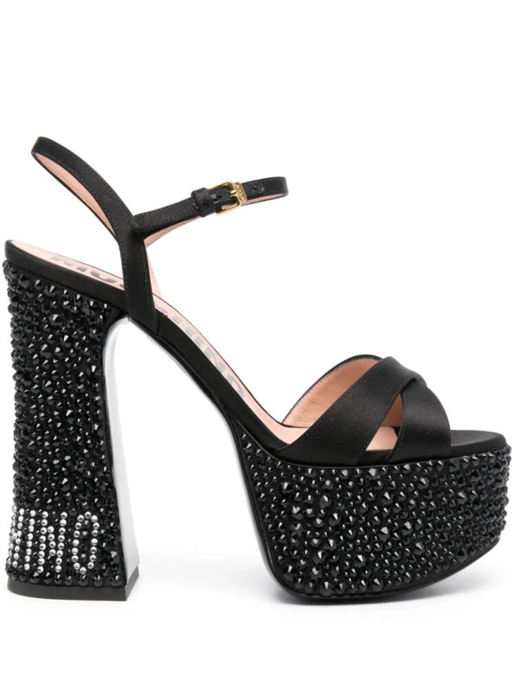 Moschino 145mm crystal-embellished sandals - Black Cover