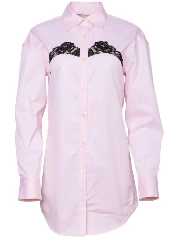 Fleur Du Mal lace-panel cotton poplin shirt - Pink Cover