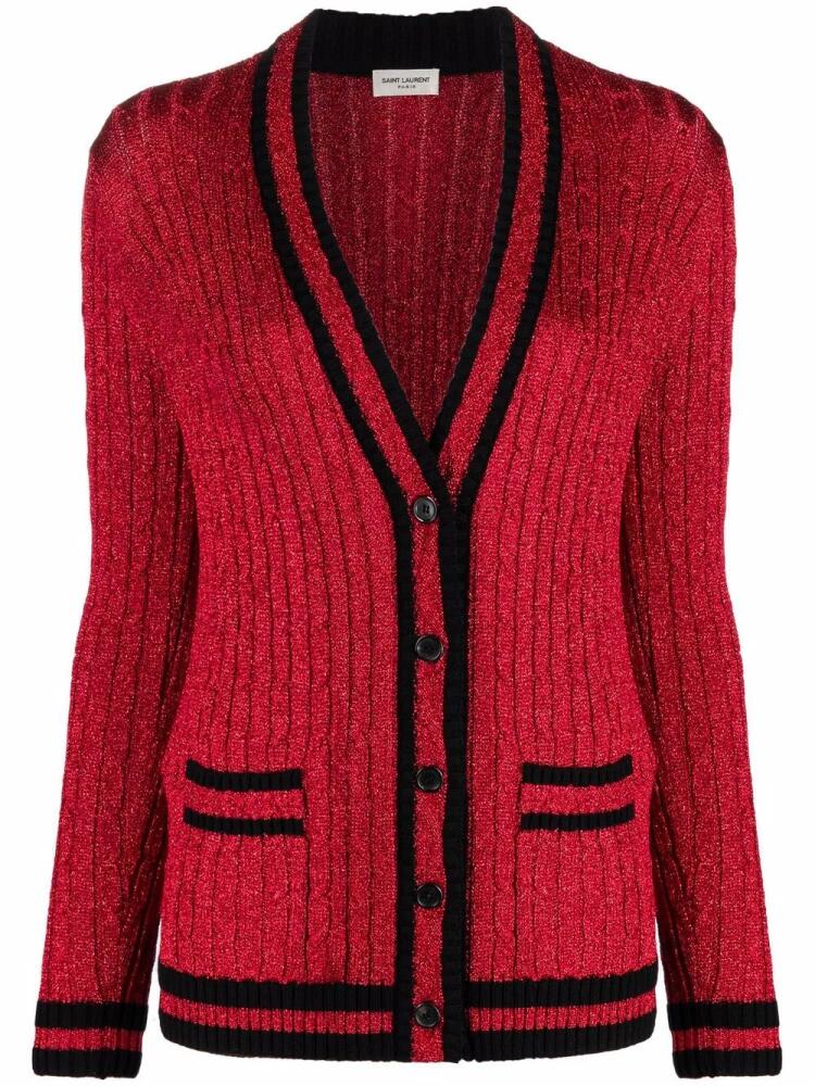 Saint Laurent cable-knit cardigan - Red Cover