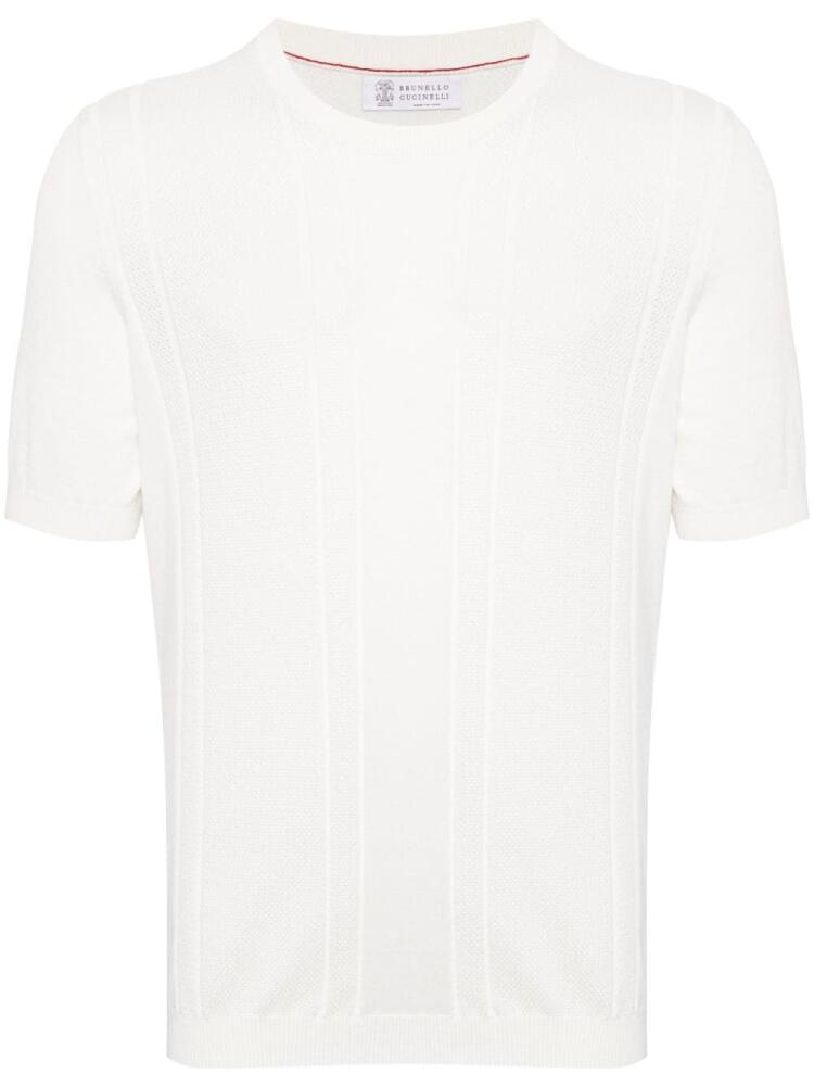 Brunello Cucinelli knitted cotton T-shirt - White Cover