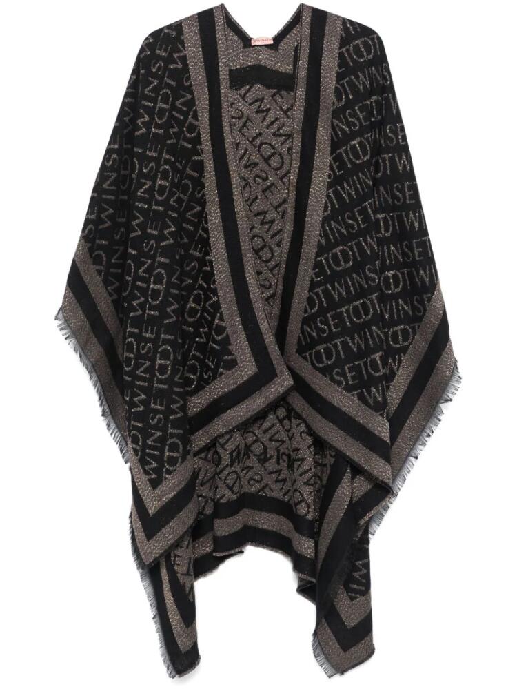 TWINSET logo-jacquard poncho - Black Cover