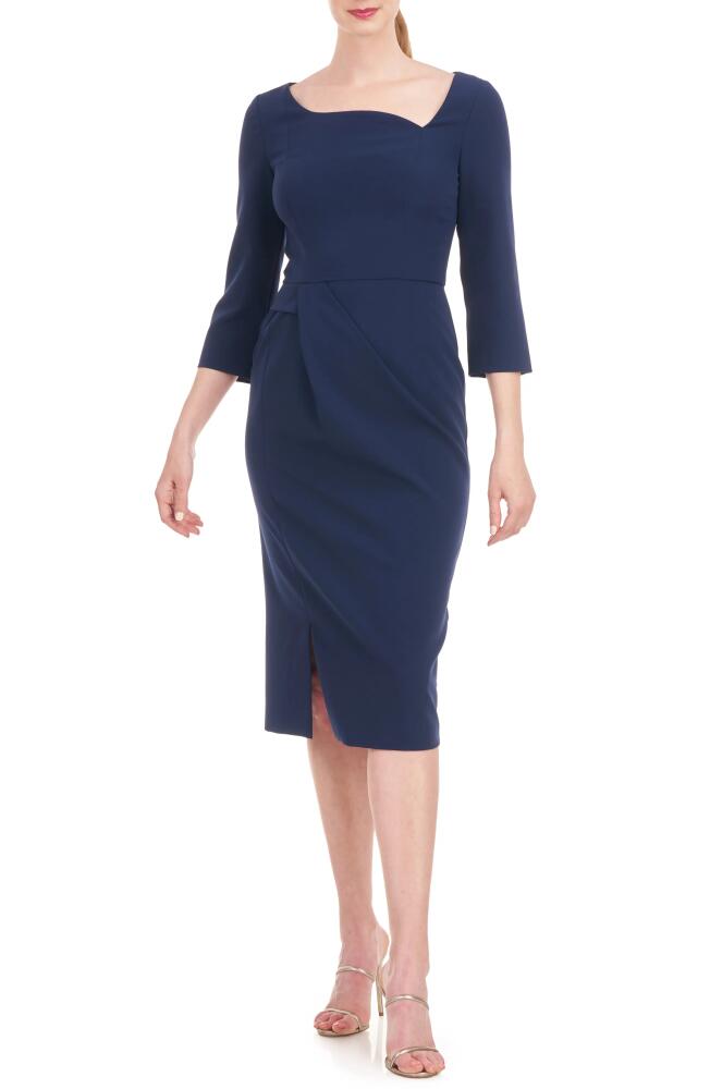 Kay Unger Anya Draped Midi Sheath Dress in Dark Midnight Cover