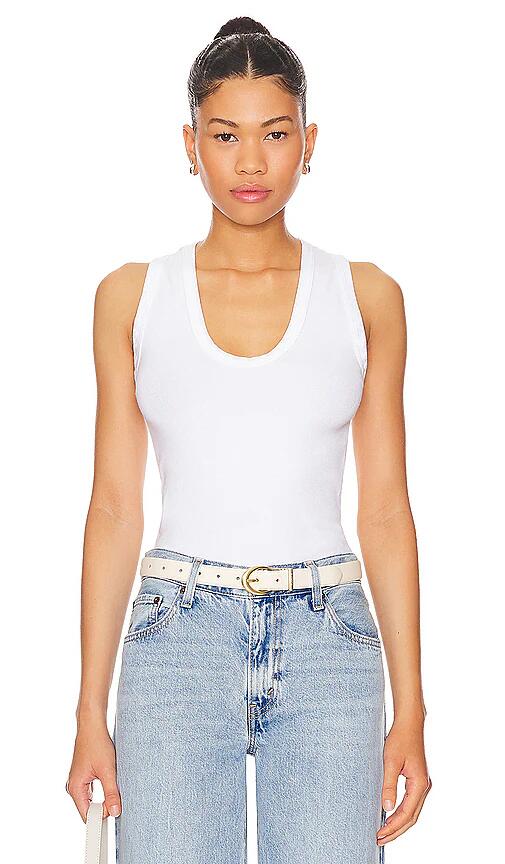 perfectwhitetee U Neck Ribbed Tank in White Cover