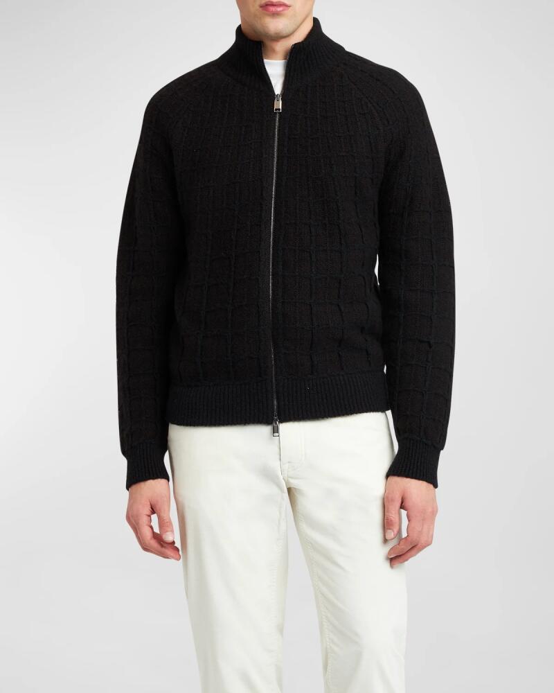 Brioni Men's Cashmere Jacquard Full-Zip Sweater Cover