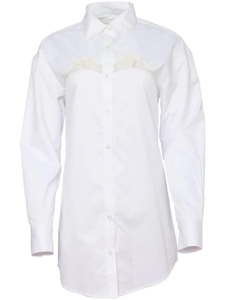 Fleur Du Mal lace-panel cotton poplin shirt - White Cover