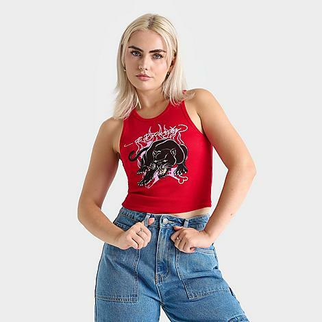 Ed Hardy Women's Panther Rib Tank Top in Red/Black/Cherry Cover