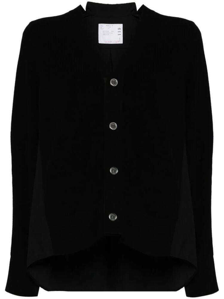 sacai panelled cotton cardigan - Black Cover