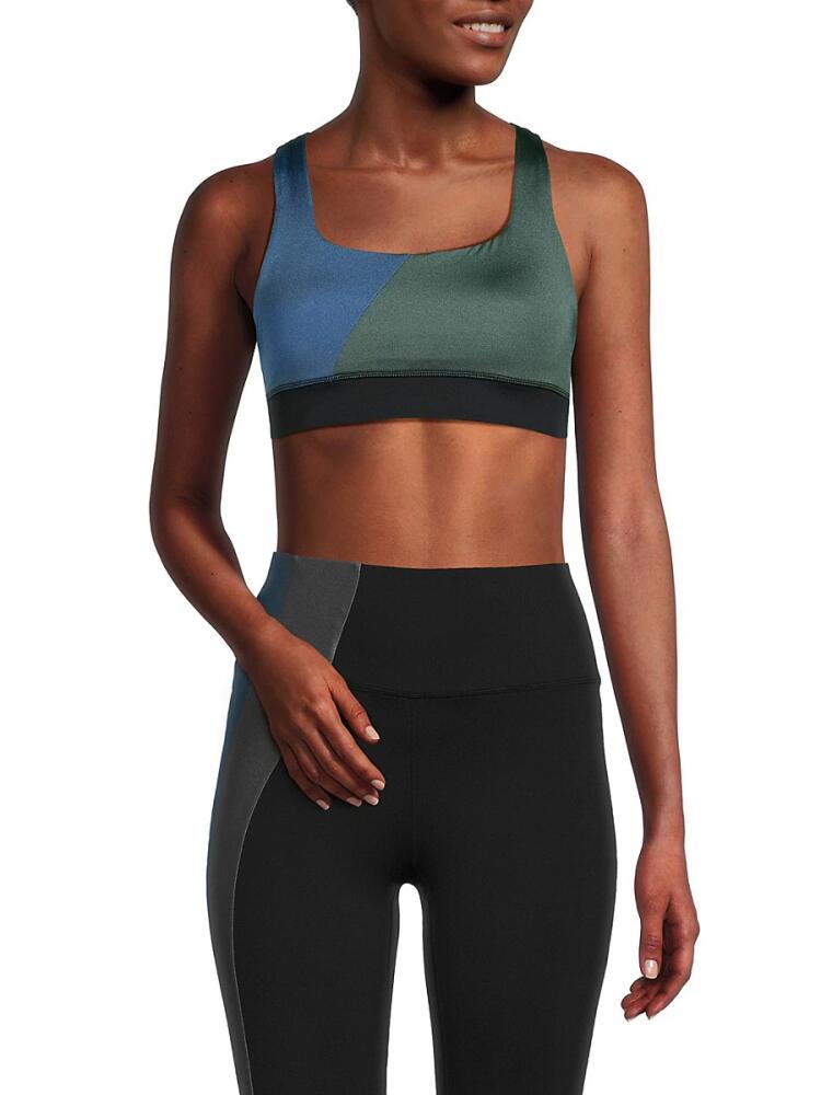 IVL Women's Shimmer Racerback Sports Bra - Blue Multicolor Cover