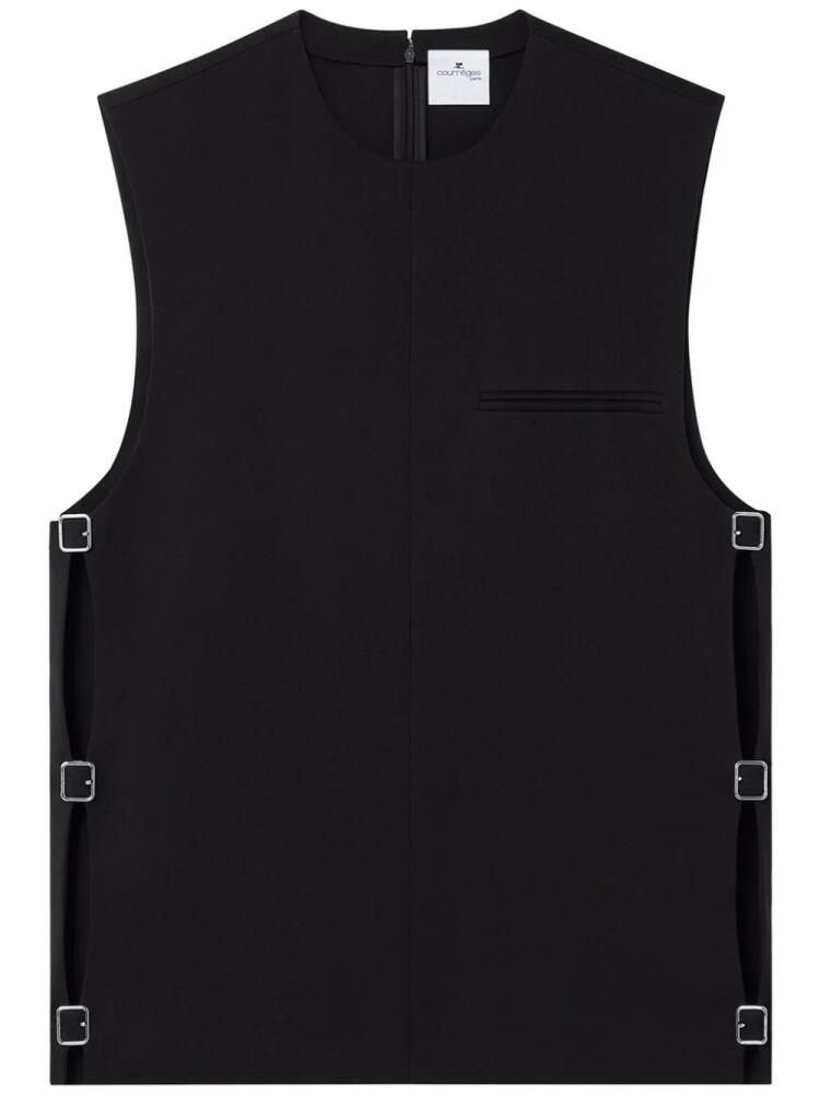 Courrèges buckle-detail sleeveless wool top - Black Cover