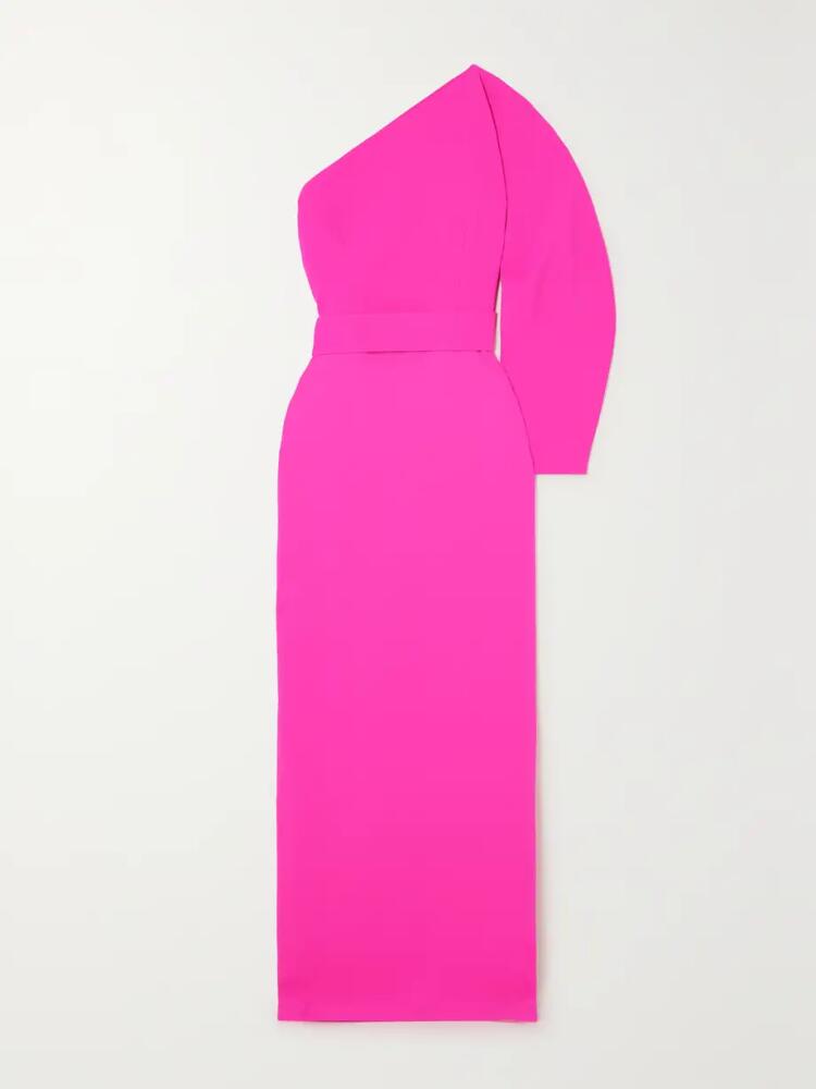 Solace London - Zaya One-sleeve Belted Crepe Gown - Pink Cover