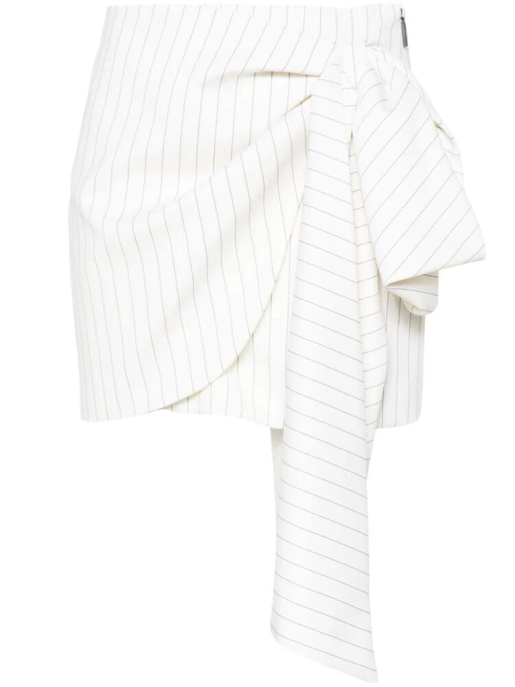 MSGM bow-detail pinstriped miniskirt - White Cover