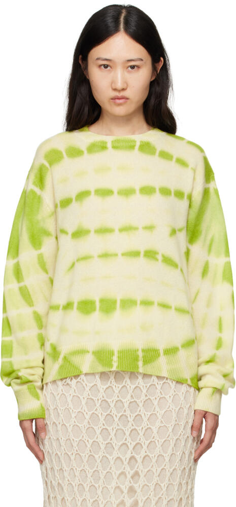 The Elder Statesman Green & Off-White Trance Flare Sweater Cover