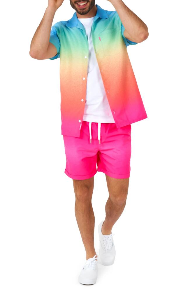 OppoSuits Funky Fade Summer Shirt & Shorts Set in Pink Cover