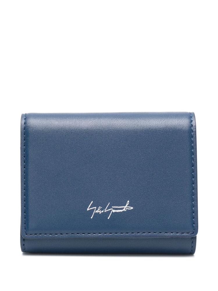 Discord Yohji Yamamoto logo-stamp leather wallet - Blue Cover